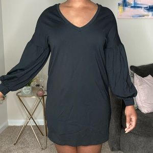 (EXPRESS) Black Puffy Sleeve Knee Length Dress